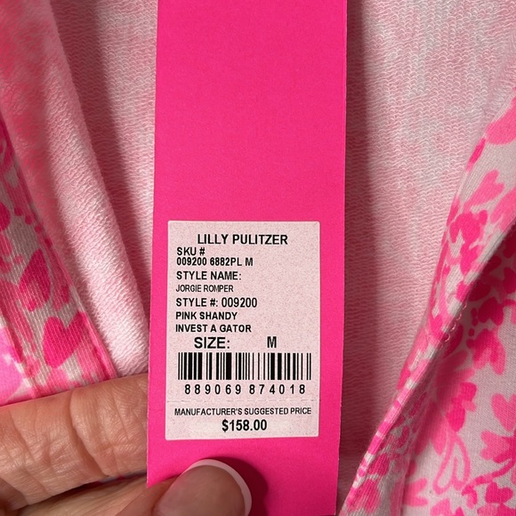 Lilly Pulitzer Jorge Romper in Print Pink Shandy Invest A Gator, Medium. - Picture 10 of 16